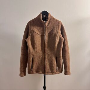 Ibex Nicki Loden Tan Boiled New Wool Zip Up Mock Neck Jacket Women’s Size L